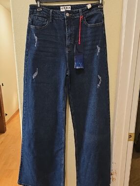 VBRT Women's Dark Blue High-Rise Trouser Jeans